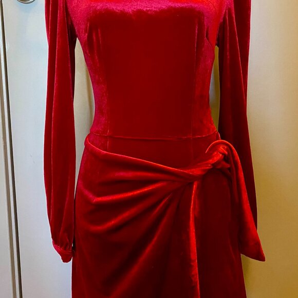 Yumi Kim Red Velvet Dress with Wrap Skirt Size XS - Picture 2 of 7
